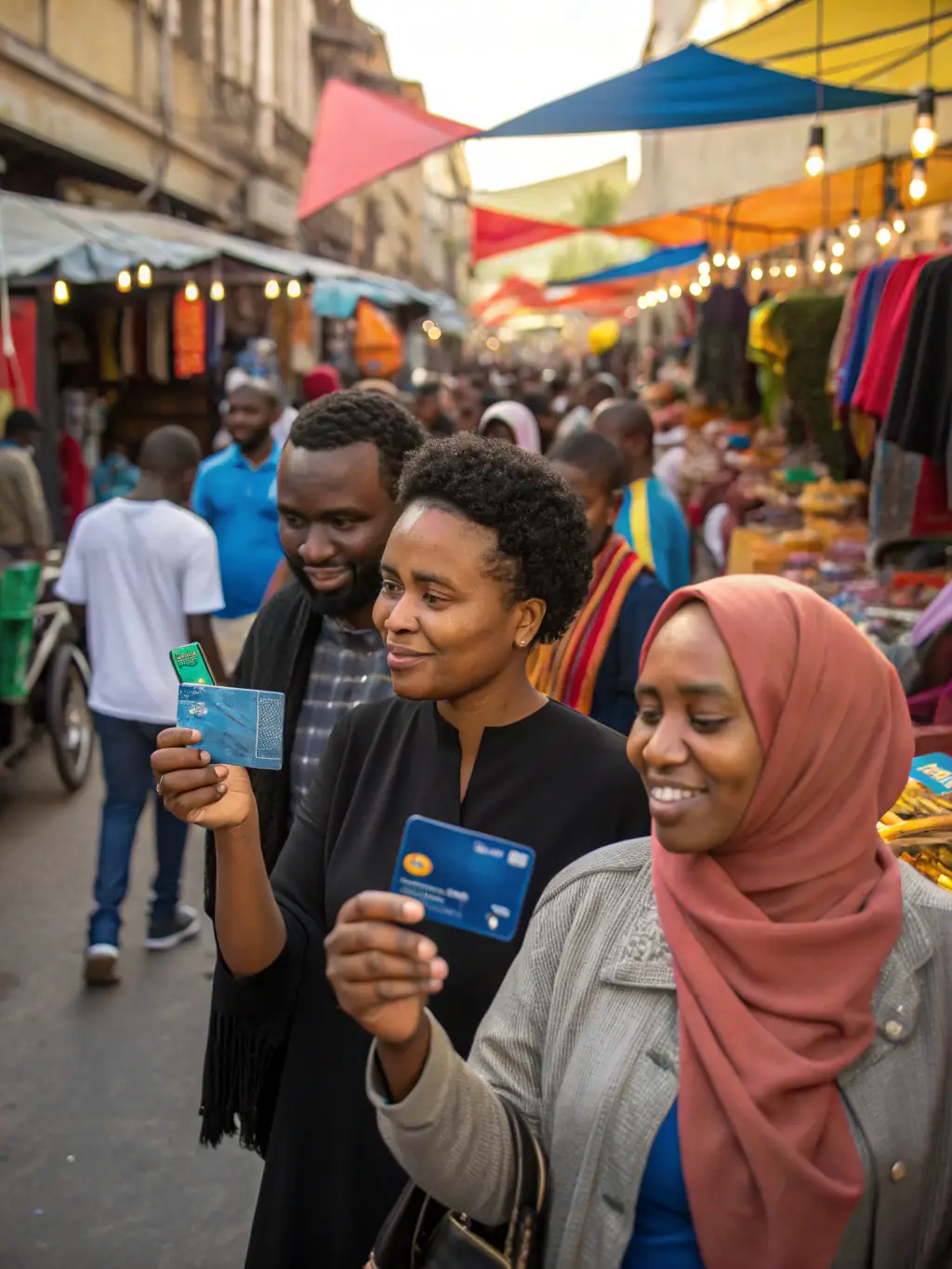 An image of a diverse group of people happily using their Paygistix cards at various points of sale, highlighting the card's wide acceptance.